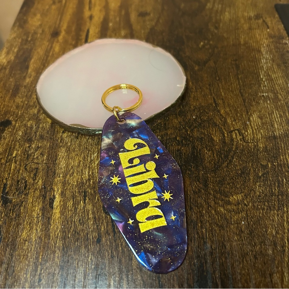Libra Keychain with Gold Accents